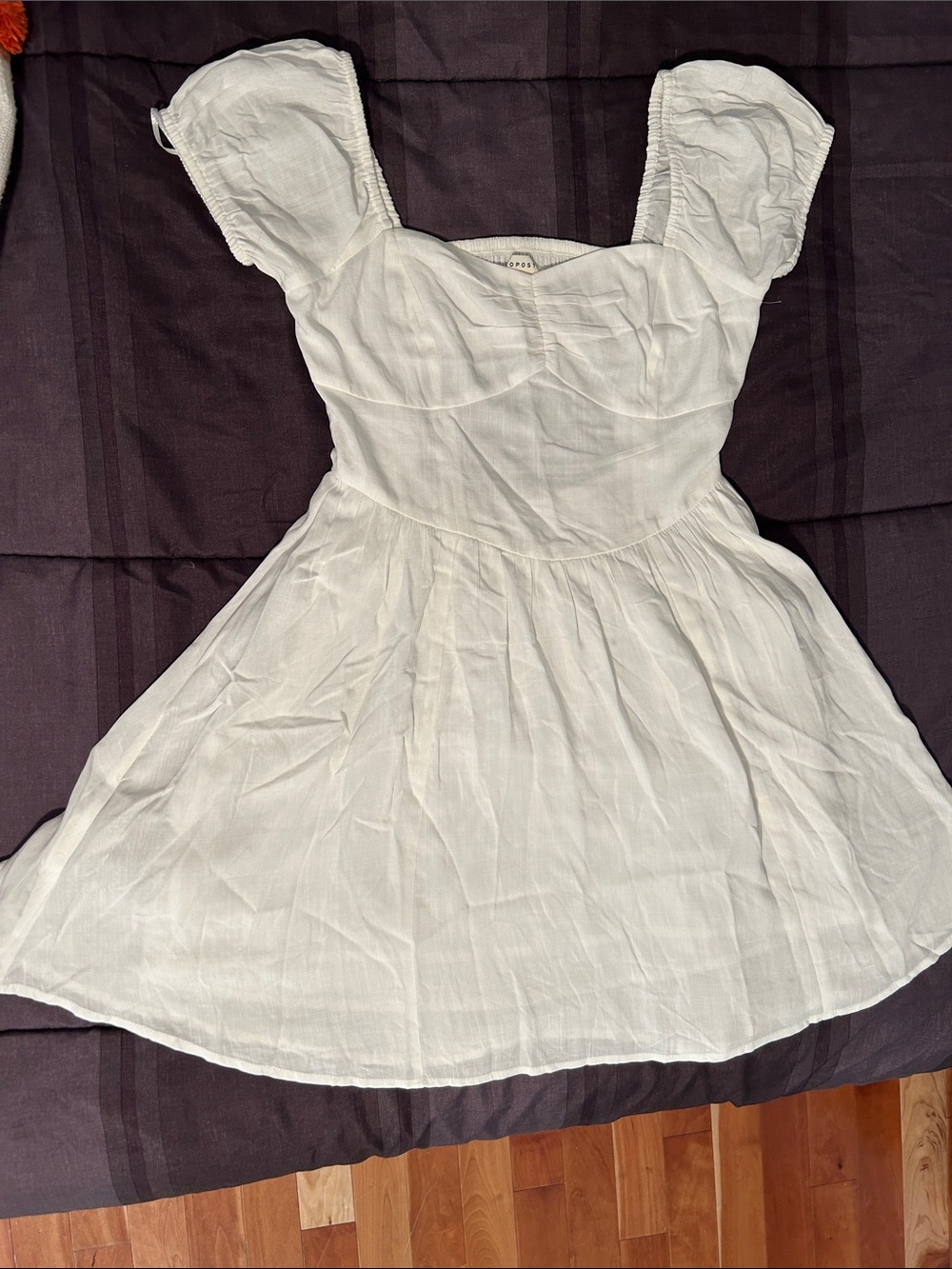 NWOT Aeropostale Sweetheart Neckline White Puff Sleeve Babydoll Dress